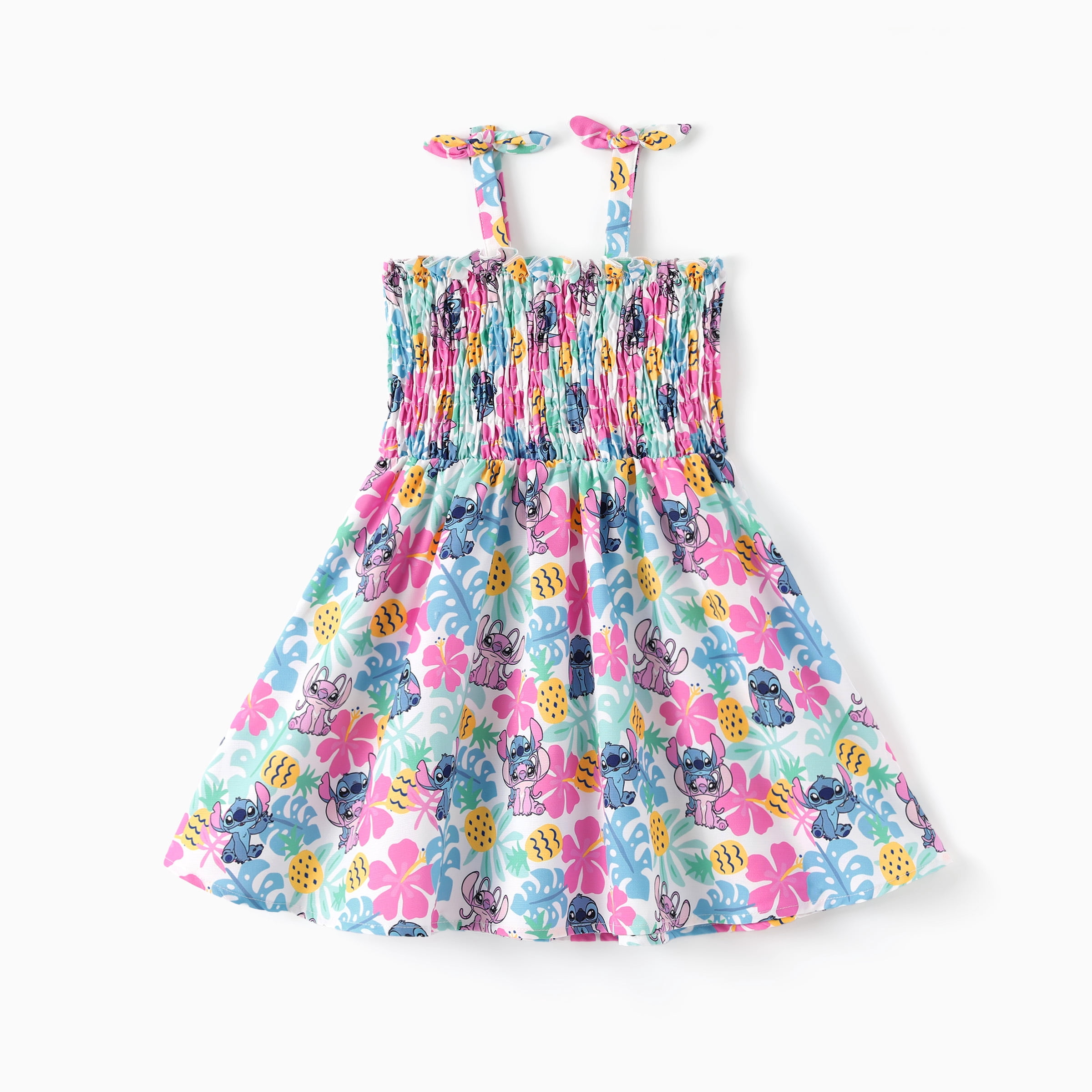 Disney Girls Dresses Stitch Angle Hawaiian Smocked Floral Sundress Halter Easter Dress Baby Toddlers 2T