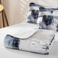 thumbnail image 4 of Homewish Navy Gradient Plaid Bed Spread Queen,Contemporary Art Queen Coverlet Set,3 Pieces, 4 of 7