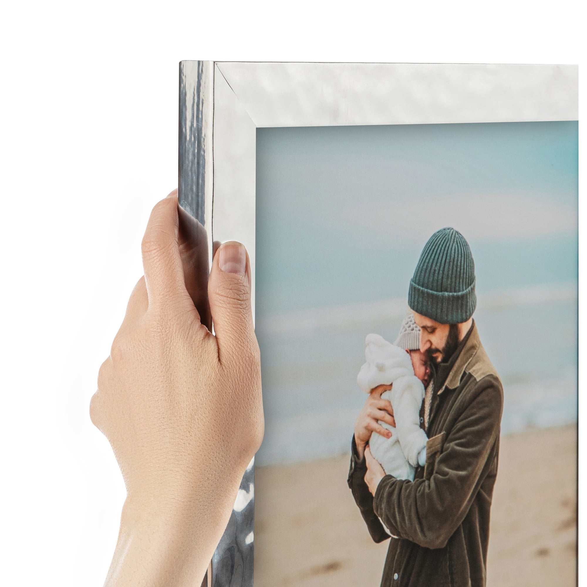 ArtToFrames 19" x 36" Hammered Steel Metallic Picture Frame, 19x36 inch Silver Wood Poster Frame (WOM-5264), Pack