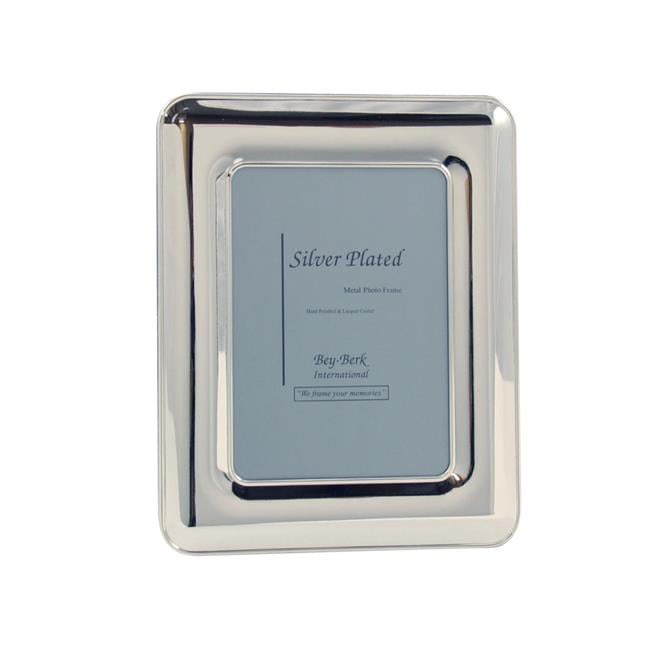 Bey-Berk SF163-11 Silver Plated 5x7 Picture Frame with Easel Back Grey