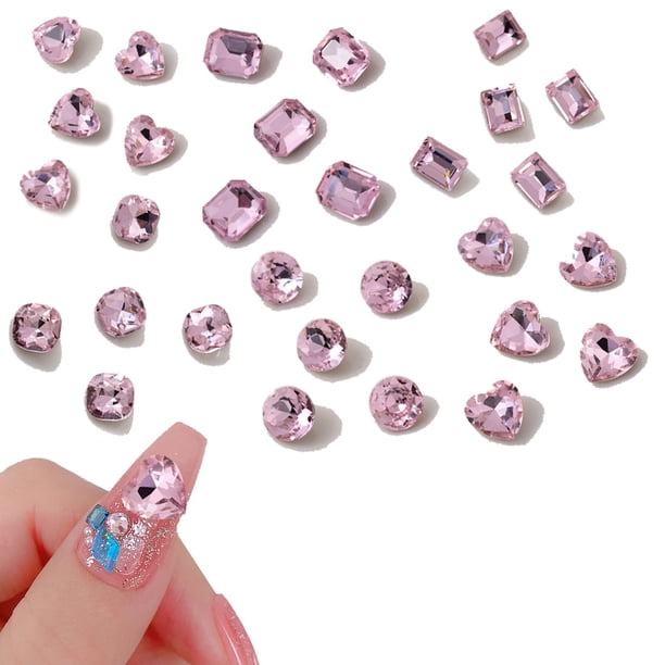 180 piezas de cristales planos, tamaños mixtos, múltiples formas, diamantes de imitación de cristal para decoración de uñas, manualidades, decoraciones 3D, piedras con parte posterior plana, conjunto