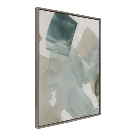 Kate and Laurel Sylvie Color Exploration II Framed Canvas Wall Art by Amy Lighthall, 28x38 Gray, Modern Abstract Soft Watercolor Art for Wall