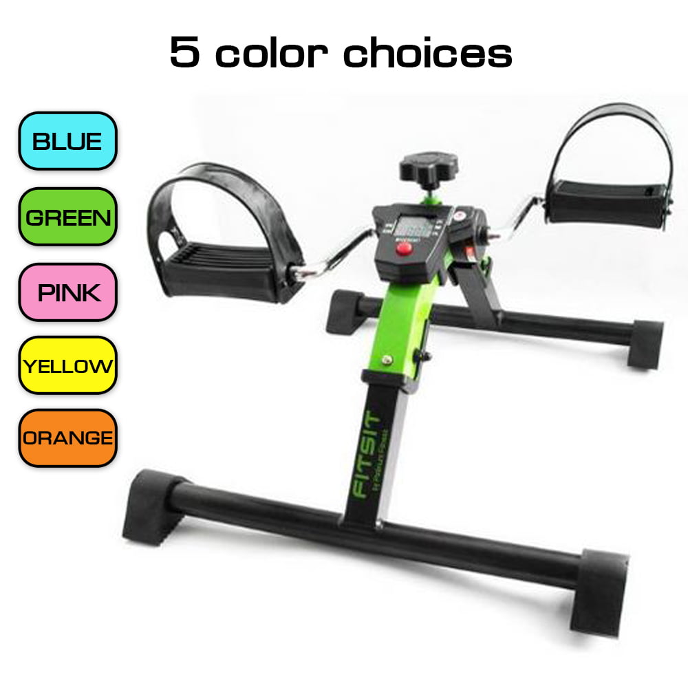 FitSit Deluxe Folding Pedal Exerciser for Arms Legs Digital Display Anchor Strap 