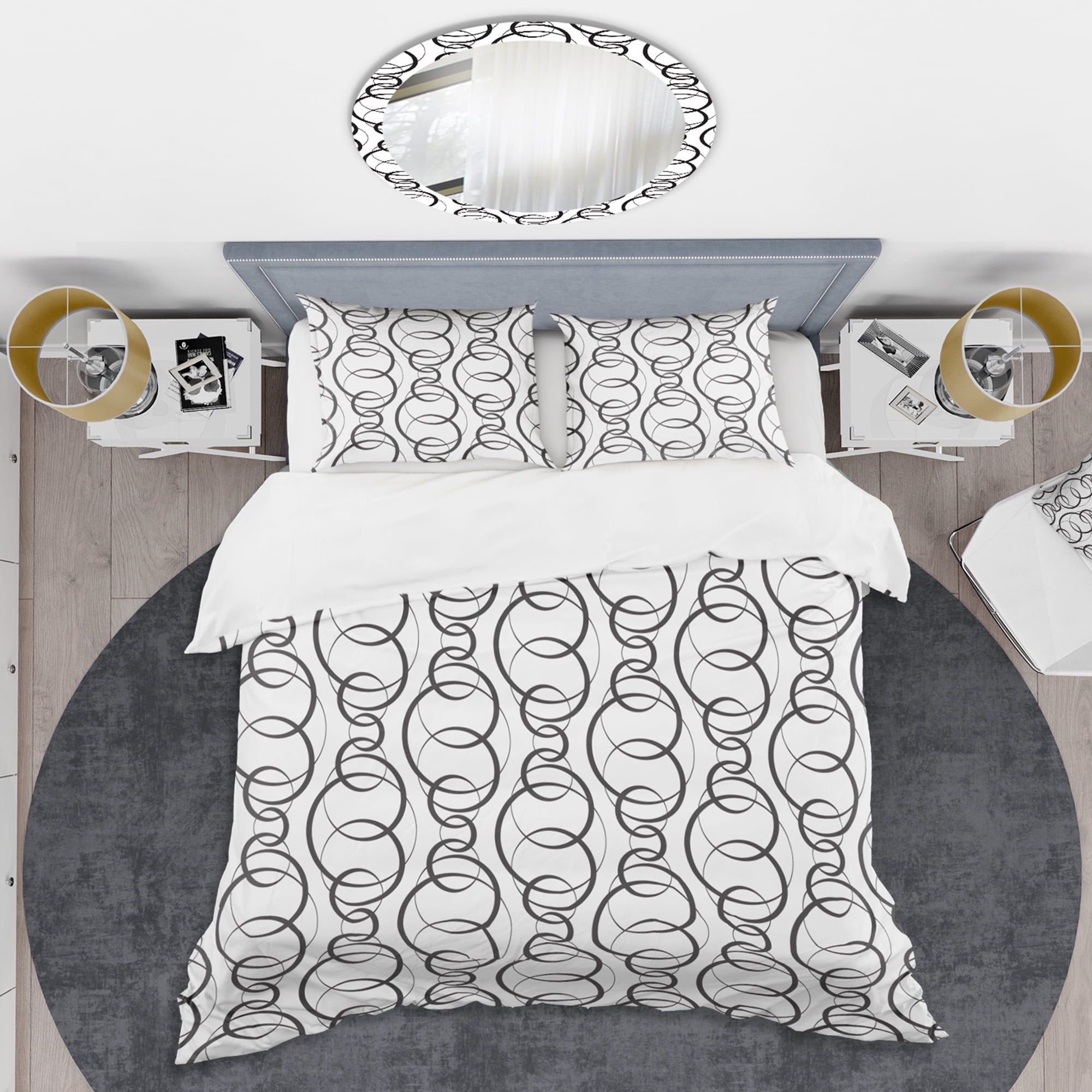 Designart 'Retro Geometrical Abstract Minimal Pattern VI' Mid-Century Modern Duvet Cover Set