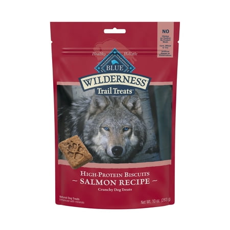 UPC: 0859610005468 | Blue Buffalo Wilderness Trail Treats High Protein Salmon Flavor Crunchy Biscuit Treats for Dogs Grain-Free 10 oz. Bag