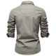 thumbnail image 4 of pstuiky camisas de manga larga para hombre, Blusa informal de manga larga con botones y parches lisos para hombre Tops de hombre xxl, 4 of 4