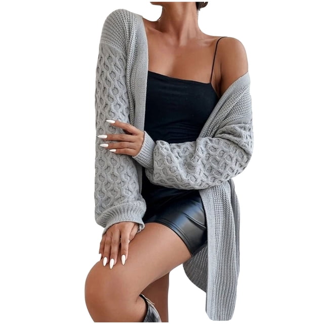 Cardigans Légers pour Femmes Tricot Uni Décontracté Longueur Moyenne Manches Longues Cardigan Chandail Cardigans Légers pour Femmes en Liquidation