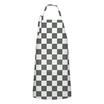 Gray and White Checkerboard Checkered Apron-Garden Aprons for Women with Pockets-Cotton Linen Waterproof Kitchen Cooking Gardening Aprons Adjustable for Kitchen,Cooking,BBQ and Salon 33x27 Inch