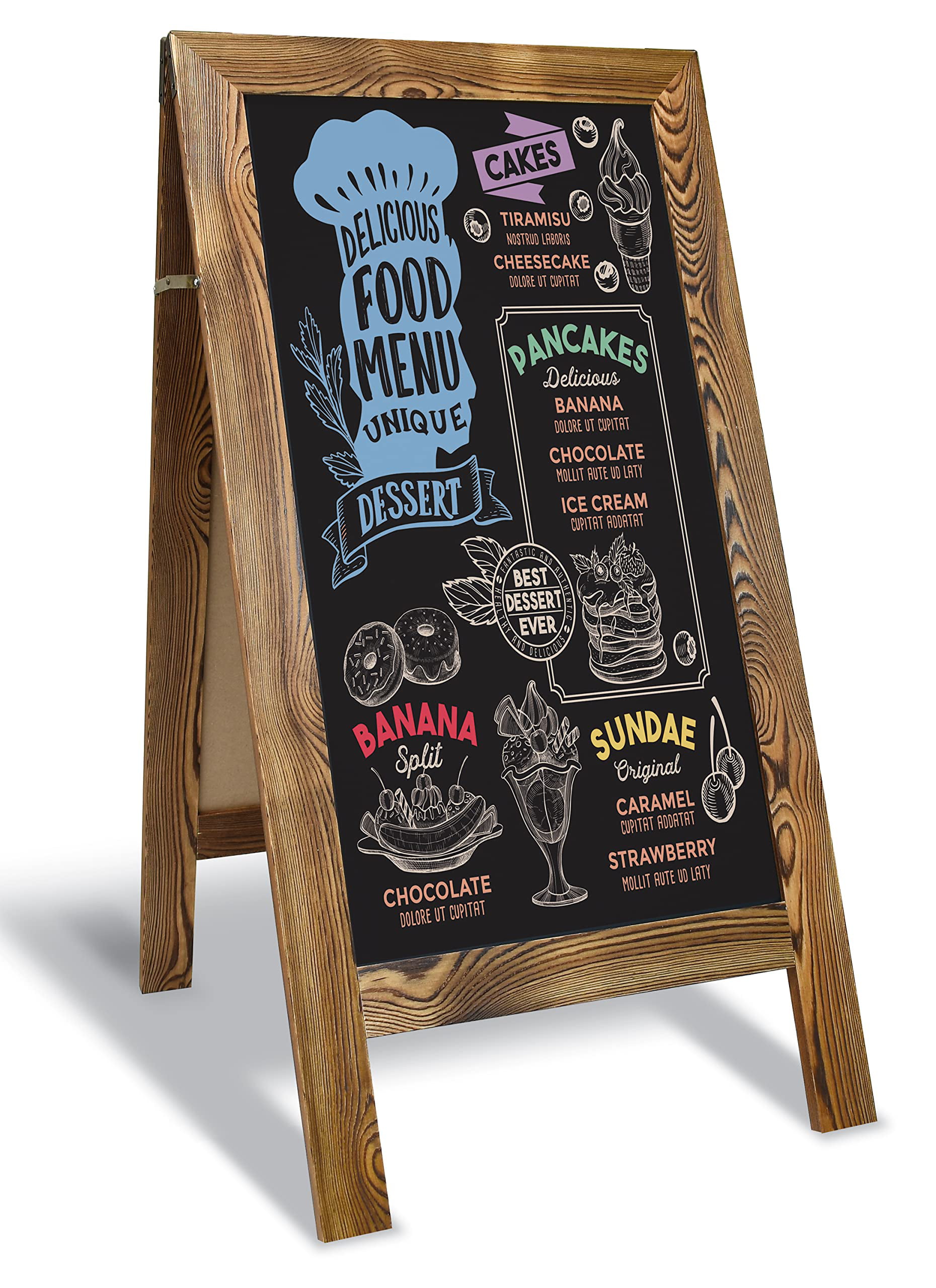 OleOletOy Bundle- 40 Mini Chalkboard Signs for Food: 30 Framed Small  Chalkboard Labels with Easel Stand & 10 with Pole, Wooden Blackboard Table