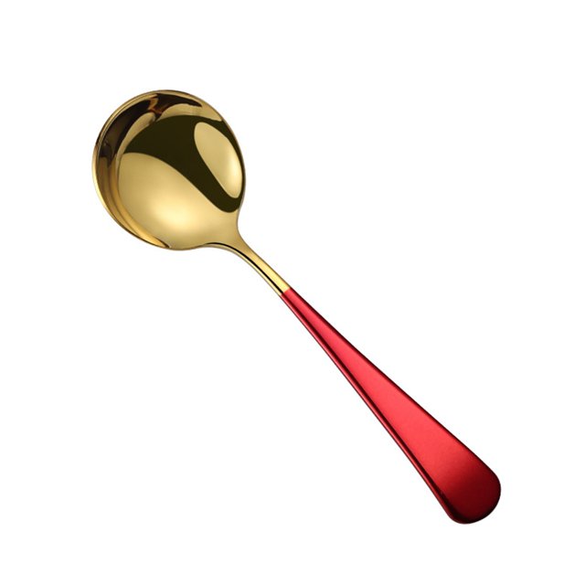 High-quality Serving Spoon Stainless Steel Spoon Short Handle Dessert Spoon Rust-proof Serving Spoon Non-slip Stirring Spoon for Home Kitchen Novel