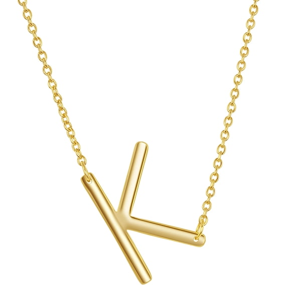 iJewelry2 Gold-plated Sterling Silver Sideways Letter K Initial Pendant Chain Necklace 18''