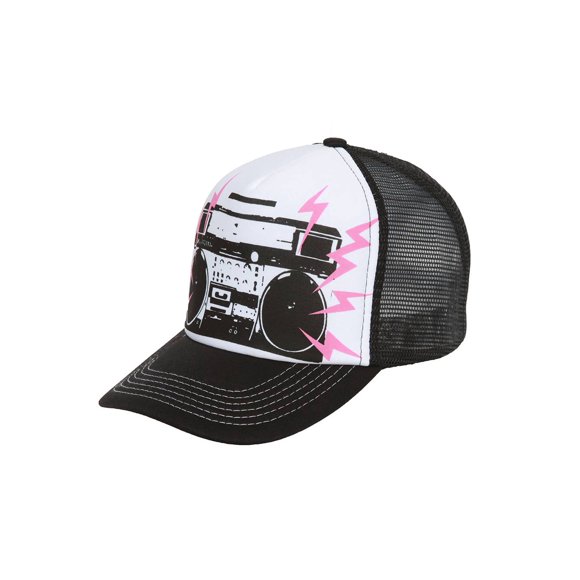 Boombox Casquette Camionneur en Maille - Noir avec Blanc