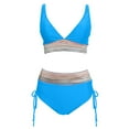 thumbnail image 5 of Sopiago Women High Waisted Bikini Sets Tummy Control Swimsuits Color Block Two Piece Drawstring Bathing Suit Blue,S, 5 of 5