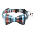 thumbnail image 5 of Collar para gato con cascabel y pajarita, collares de seguridad de liberación rápida para gatitos y gatos, collar de tartán suave, 1 unidad, azul niebla, 5 of 5