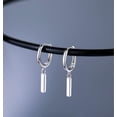 thumbnail image 5 of Solid 925 Sterling Silver Bar Drop Hoop Earrings for Women Teens Minimalist Bar Hoop Earrings Huggie, 5 of 7