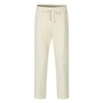thumbnail image 5 of ZHOUCHANKIDS Men's Casual Pants Winter Autumn Comfortable Loose Fit Solid Color Jacquard Knit Drawstring Trousers with Pocket for Daily Wear Khaki, 5 of 5