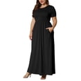 thumbnail image 5 of TARAINYA Women Plus Size Summer Short Sleeve Maxi Dress Casual Loose Long Dress with Pockets Round Neck Elastic Waist Solid Floral, 5 of 8