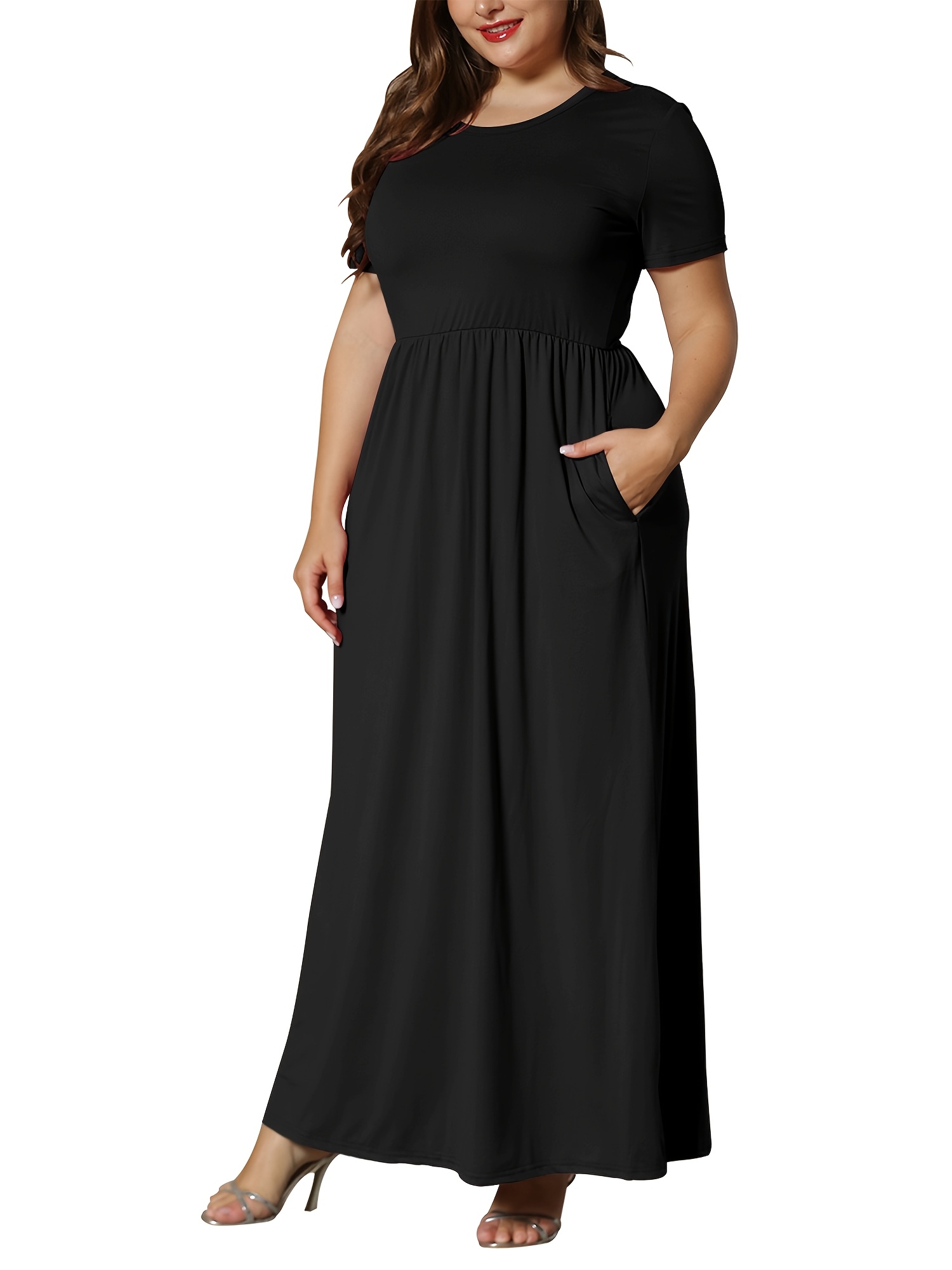 TARAINYA Women's Plus Size Short Sleeve Maxi Dress photo 4
