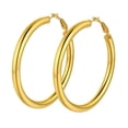 thumbnail image 1 of Pendiente de aro de oro PROSTEEL para mujeres y niñas Pendientes gruesos redondos de Acero inoxidable 60 mm, 1 of 9
