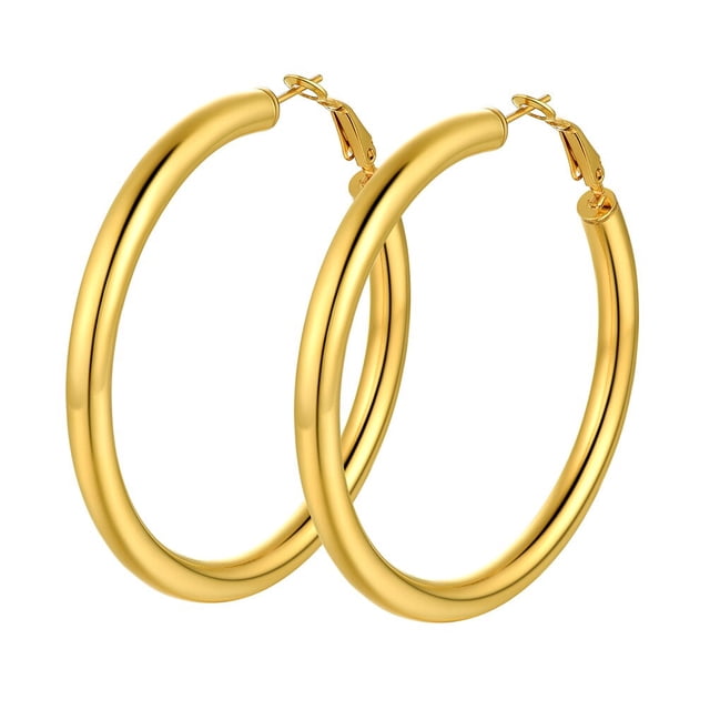 Pendiente de aro de oro PROSTEEL para mujeres y niñas Pendientes gruesos redondos de Acero inoxidable 60 mm