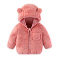 thumbnail image 4 of Baby Fleece Jackets for Girls Cute Bear Ear Hooded Long Sleeve Zip Up Outerwear Toddler Girl Fall Jacket 6-12 Months, 4 of 4