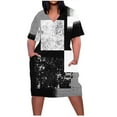 thumbnail image 2 of Qiopertar Robe Décontractée à Manches Courtes Imprimée Surdimensionnée pour Femmes, Col en V, Longueur Genou, Grandes Économies de Vacances! jusqu'à 90 % de Réduction, 2 of 5