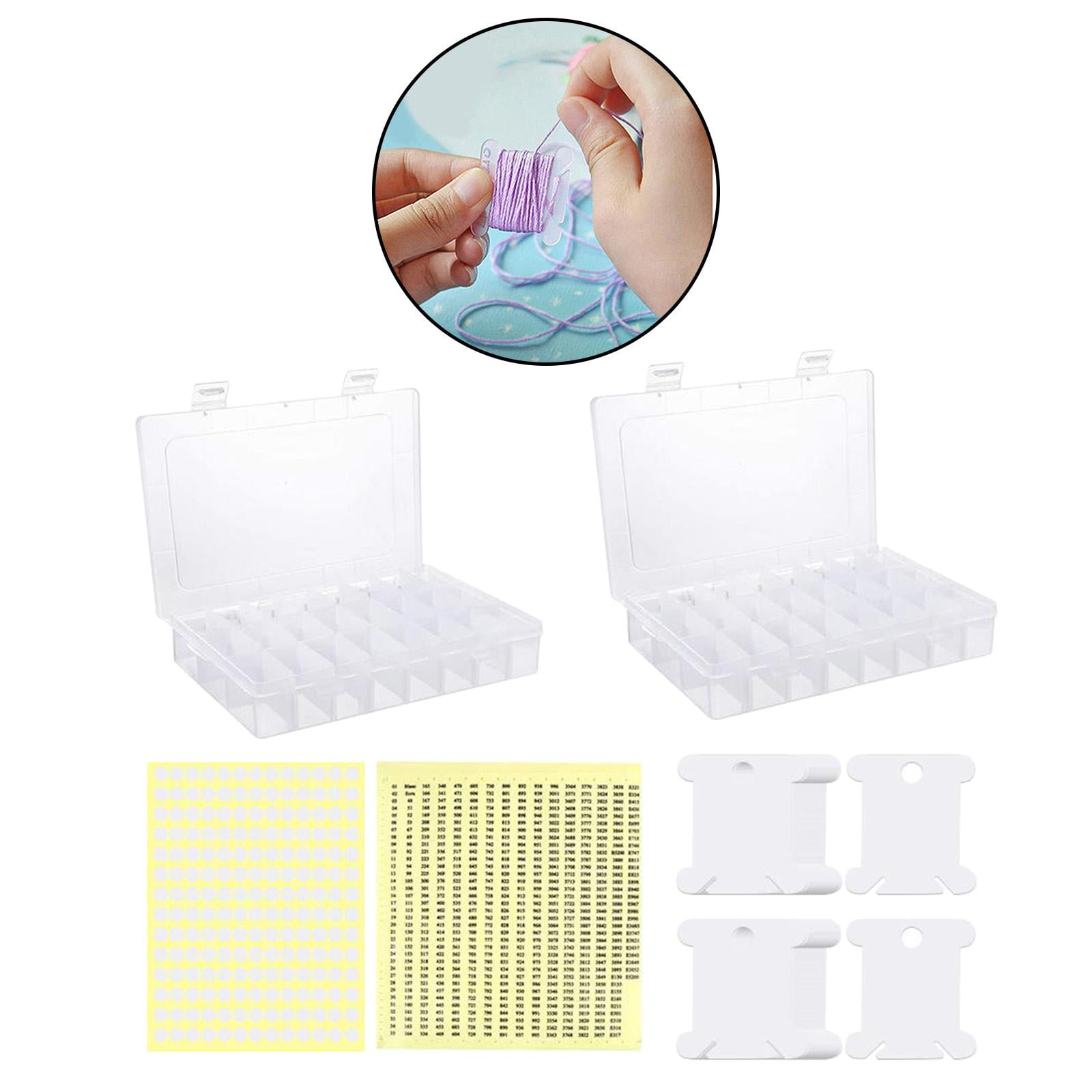 Embroidery Floss Organizer Box - 2pcs 24 Compartments with 150 Floss Bobbins and