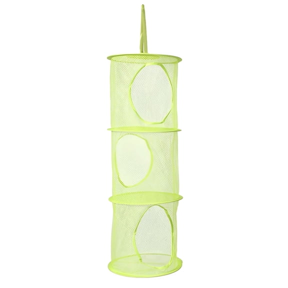 LAMIRO Stuffed Animal Storage Foldable Stuffed Animal Net,3 Compartments Hanging Mesh Toy Storage for Kid Room Toys,Gloves,Hats,Socks