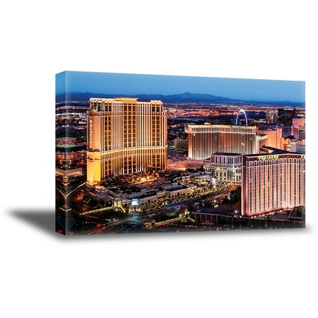 Awkward Styles American Trip Printed Souvenirs for Art Lovers American Night View Framed Canvas Artwork Las Vegas City Light Vintage Poster For Home Urban Canvas Collection Ready to Hang