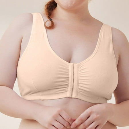 

Riforla Women s Comfortable Front Buckle Thin Adjustable Cotton Thick Shoulder Strap Bra Beige M