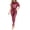 Wine, variant on Women Faux Leather Off Shoulder Jumpsuit Short Sleeve Tie Waist Skinny Long Pants Club Romper Wine L