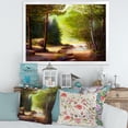 thumbnail image 2 of Sunrise Glow Through The Spring Trees 32 in x 24 in Framed Painting Canvas Art Print, by Designart, 2 of 2