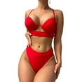 thumbnail image 2 of Ytdscs Women's Cutout Bikini Swimsuits 2PCS Sets Solid Colour Swimwear Outfits Summer Halter Tops Bathing Suits, 2 of 9