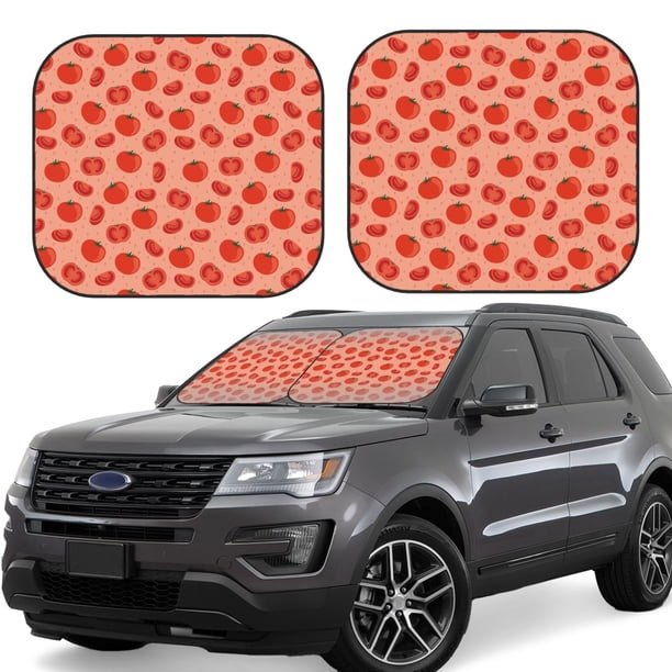 Fotbe Tomato Juego de 2 Piezas de Parasoles para Parabrisas | Bloqueador Solar para Auto | Accesorios Plegables para Protección Solar Interior-Medium