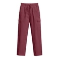 thumbnail image 6 of Lmnyox Women's Cargo Pants Cotton Linen Solid Color Elastic High Waist Pants Pull-on Lounge Trousers with Pockets, 6 of 9