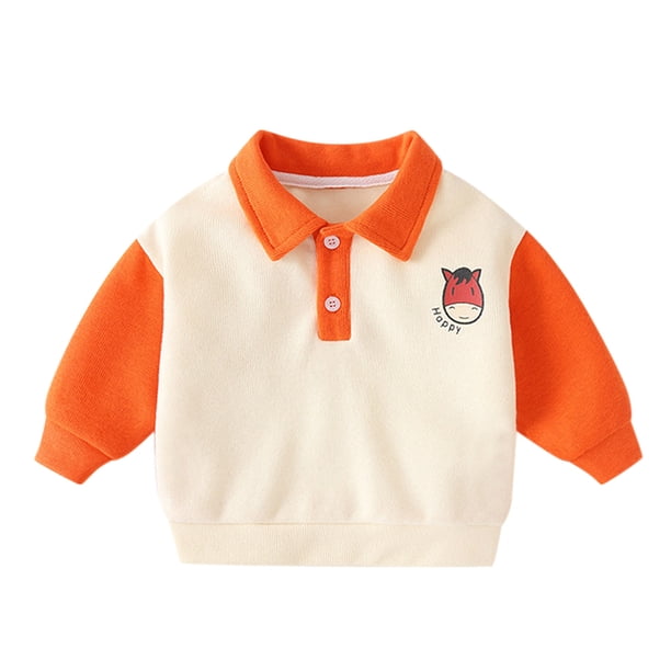 Gibobby Blusas Para Niñoses Niños Niños Niño pequeño Bebé Niños Niñas Manga larga Lindo Patchwork de dibujos animados a rayas Sudadera Blusa Tops Trajes Ropa(Anaranjado, 6-12 Meses)