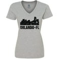 thumbnail image 3 of Inktastic Orlando Skyline with Grunge Women's V-Neck T-Shirt, 3 of 5