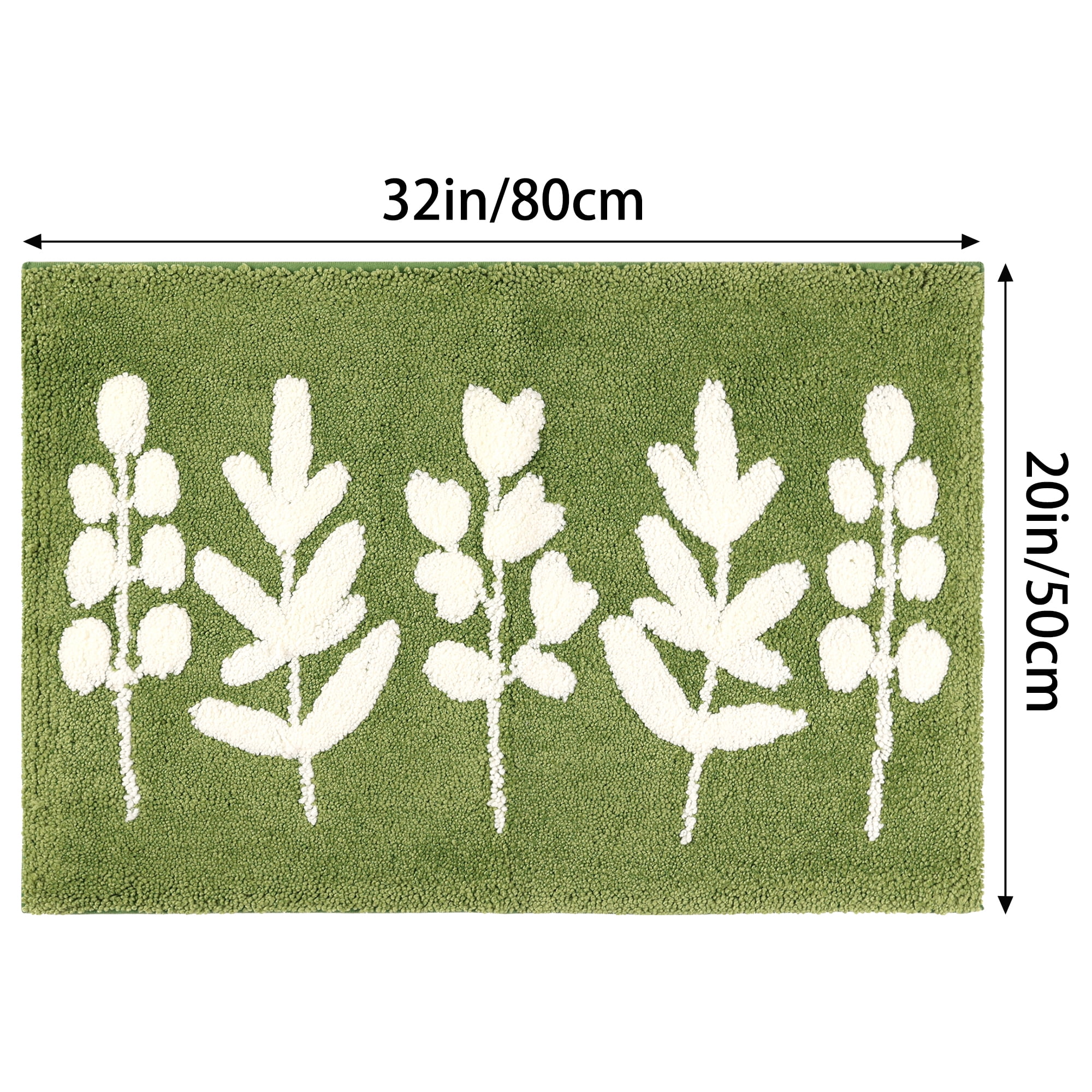 Unique Bargains 2 Pcs Non-Slip Quick Dry Bath Rugs Leaves-2/Flower-1 20" x 32"