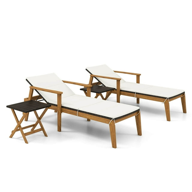 Gymax Set Of 4 Outdoor Chaise Lounge Chair Set w/ Armrests & 4-Level Backrest for Poolside