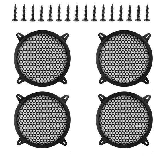 4pcs 8" Black Round Car Speakers Cover Plastic Mesh Woofer Subwoofer Grill Protector