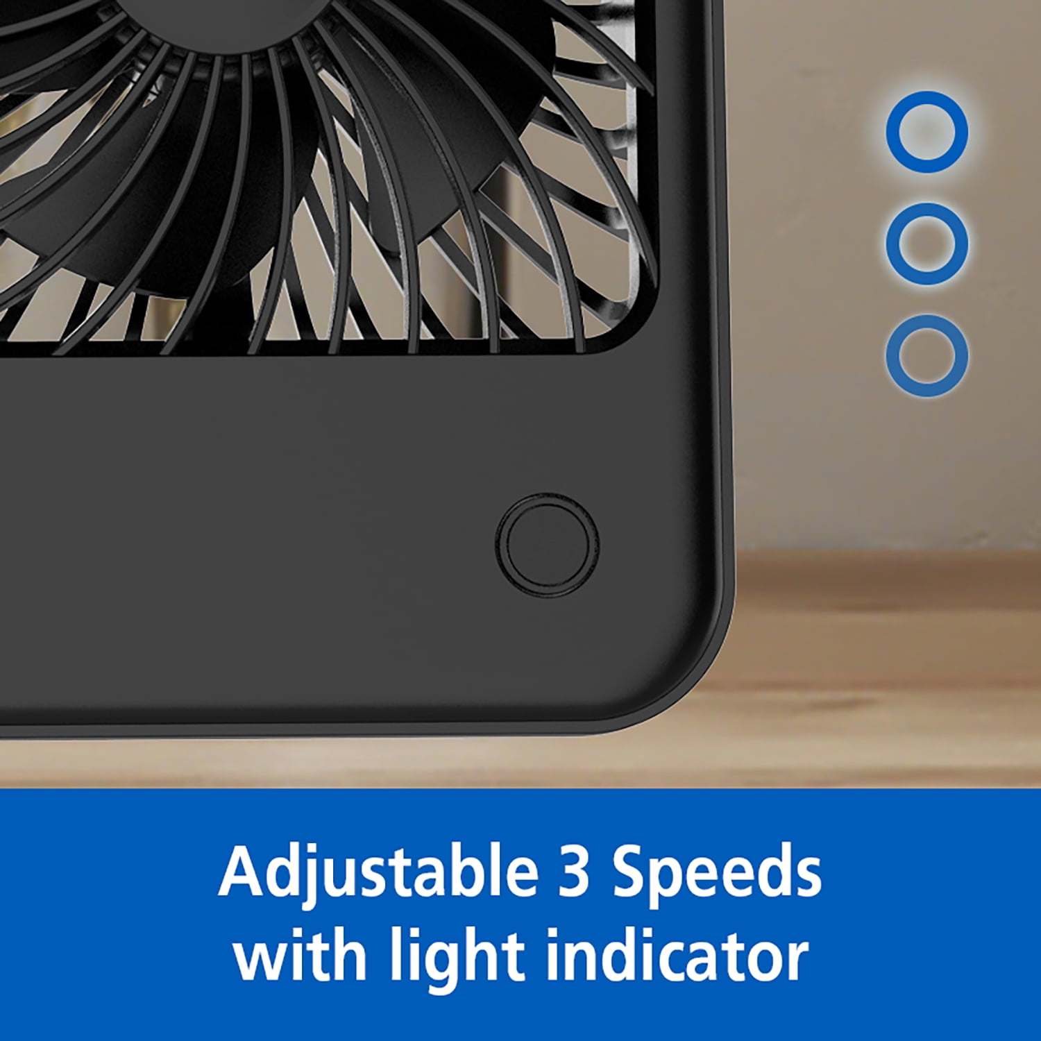 Mainstays 4" 3-Speed Portable Rechargeable Foldable Fan with Lighted Button, Black, Model#FN1041NBK, New 2026 Model