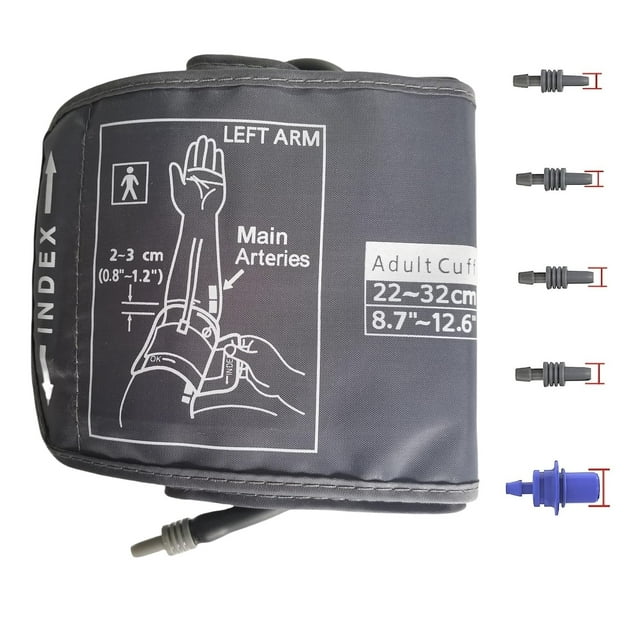 Manguito de presión arterial mediano de fácil ajuste para brazos delgados y pequeños, compatible con el manguito de repuesto Omron para adultos de 22 a 32 cm (8,7 a 12,6 pulgadas), solo para adultos,