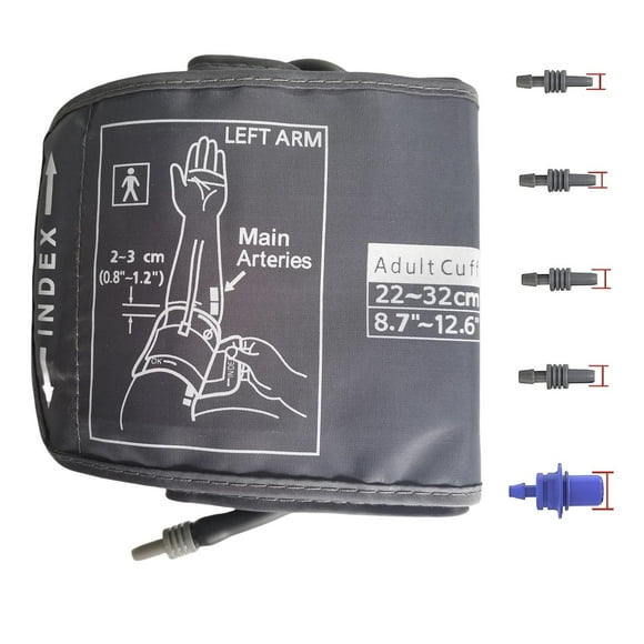Manguito de presión arterial mediano de fácil ajuste para brazos delgados y pequeños, compatible con el manguito de repuesto Omron para adultos de 22 a 32 cm (8,7 a 12,6 pulgadas), solo para adultos,