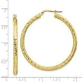 thumbnail image 4 of Primal Gold 10 Karat Yellow Gold 3x35 Diamond-cut Round Hoop Earrings, 4 of 4