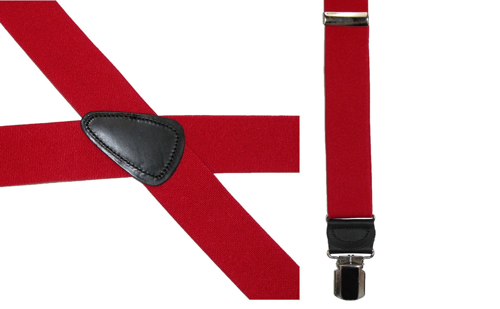 Black CTM/® Mens Elastic Anti Slip Pin Clip Suspenders with Leather Drop Tabs