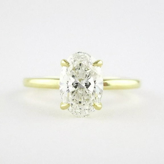 IGI, G/VS2, 1.25 Ct Oval Lab Grown Diamond 14K Yellow Gold 4 Prong Set Fine Ring
