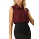 thumbnail image 4 of INSPIRAR CHIC Blusas de Trabajo para Mujeres, Mono sin Mangas, Camisa con Botones, Color Rojo Vino, 4 of 5