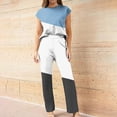 thumbnail image 4 of Besolor Womens 2 Piece Outfits 2024 Summer Tracksuit Color Block Sleeveless Tops and Long Pants Lounge Sets Plus Size, 4 of 4