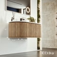 thumbnail image 2 of Eviva Haven 39"W x 22"D Medium Oak Wall-mounted Bathroom Vanity with White Solid Surface Integrated Sink Top, 2 of 7