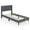 Grey, variant on Costway Twin Size Upholstered Platform Bed with Button Tufted Wingback Headboard Blue